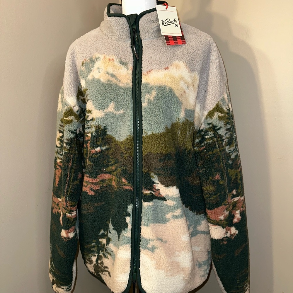 Woolrich x Target landscape Mountains Zip up Fleece Jacket Unisex Medium